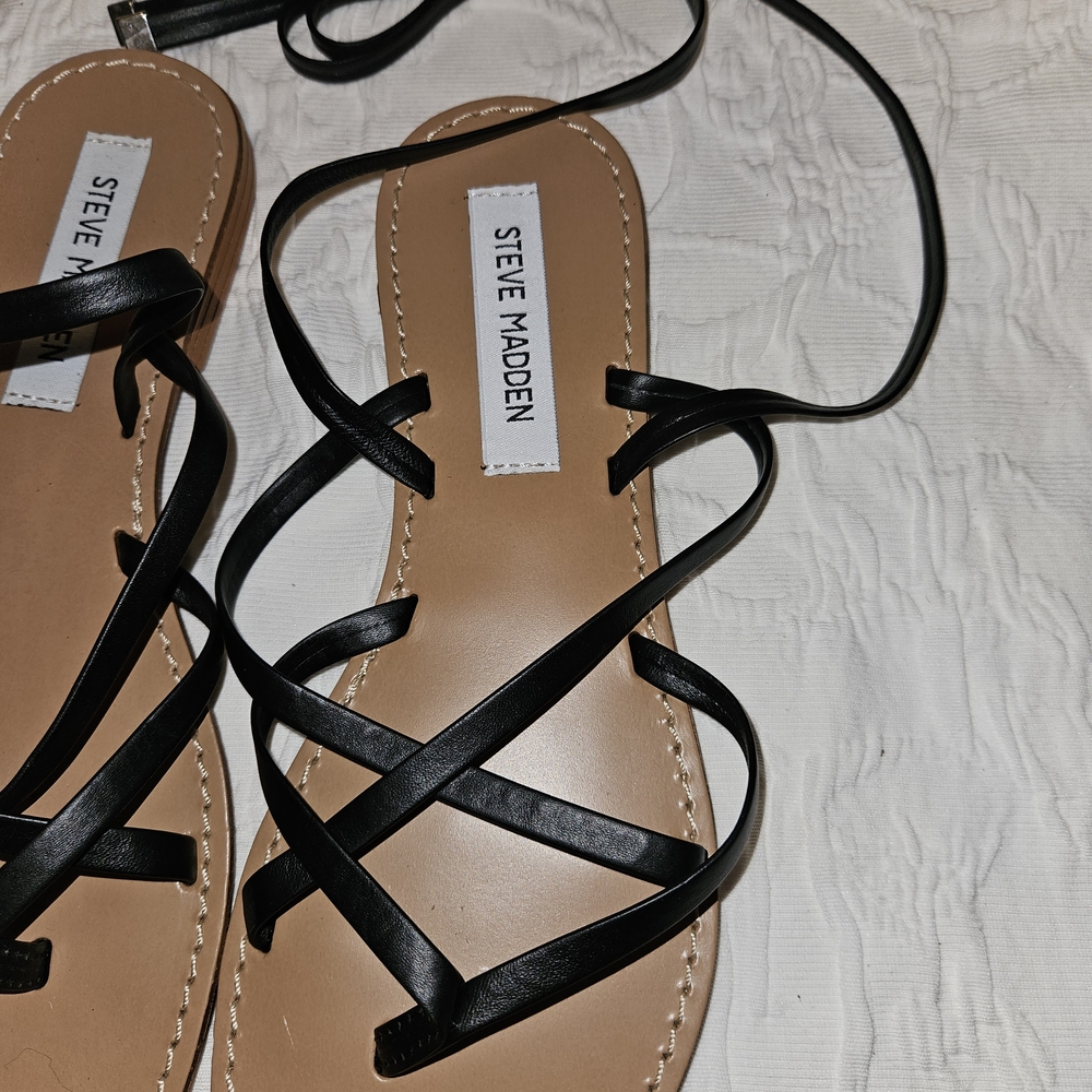 Steve Madden Black Strappy Sandals - Picture 2 of 5